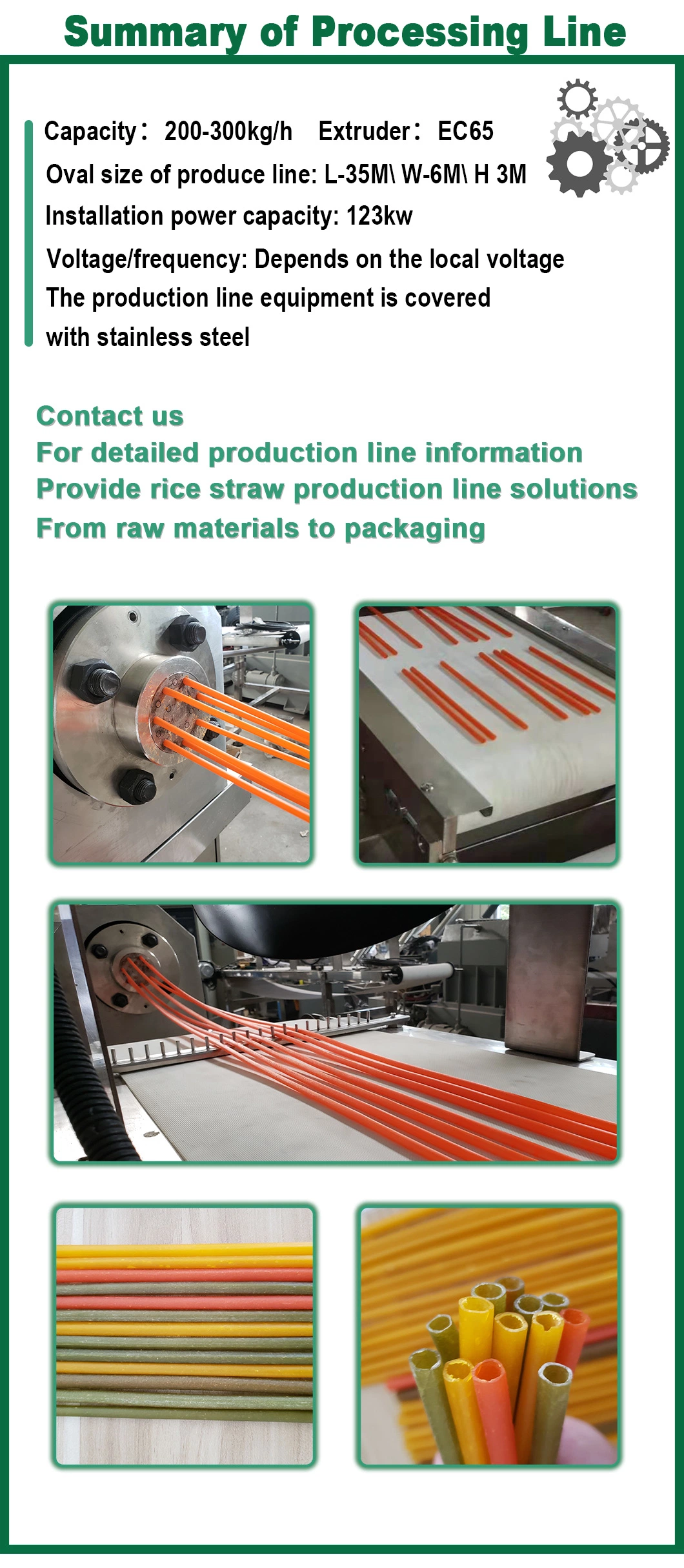 Flexible Biodegradable Edible Used Artistic Rice Powder Based Drinking Straw Products Forming Making Machine Production Line Processing Equipment Price Factory